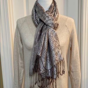Gorgeous Taupe and Silver Pashmina Scarf/wrap